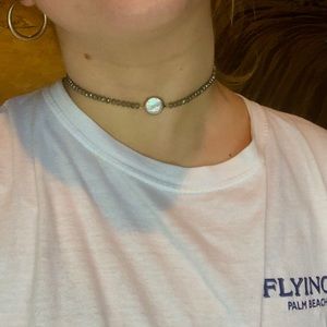 Silver Beaded Choker Necklace